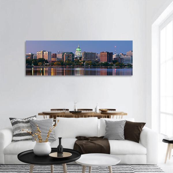 Madison Skyline Panoramic Canvas Wall Art-3 Piece-25" x 08"-Tiaracle