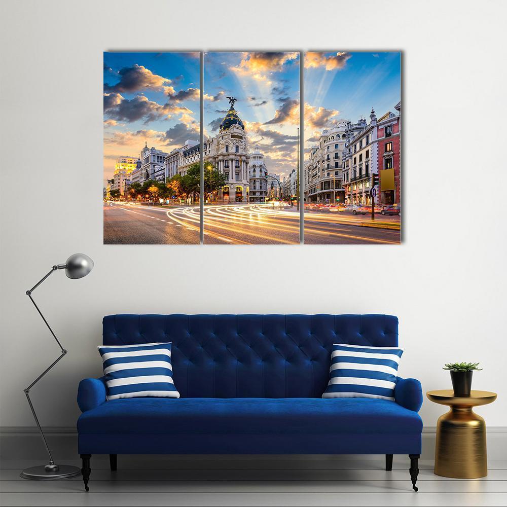Calle De Alcala Canvas Wall Art-3 Horizontal-Gallery Wrap-37" x 24"-Tiaracle