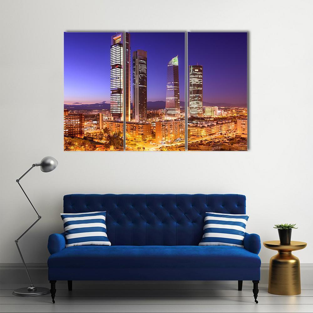 Madrid Financial District Skyline Canvas Wall Art-3 Horizontal-Gallery Wrap-37" x 24"-Tiaracle