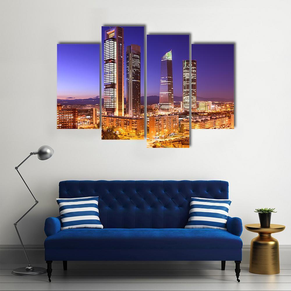 Madrid Financial District Skyline Canvas Wall Art-4 Pop-Gallery Wrap-50" x 32"-Tiaracle