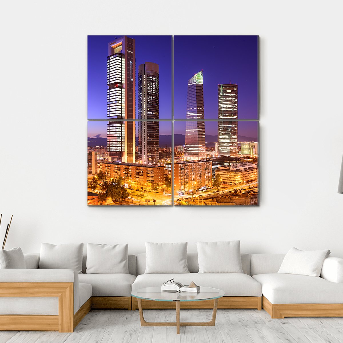 Madrid Financial District Skyline Canvas Wall Art-4 Square-Gallery Wrap-17" x 17"-Tiaracle
