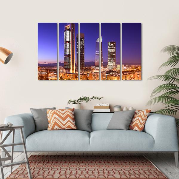 Madrid Financial District Skyline Canvas Wall Art-5 Horizontal-Gallery Wrap-22" x 12"-Tiaracle