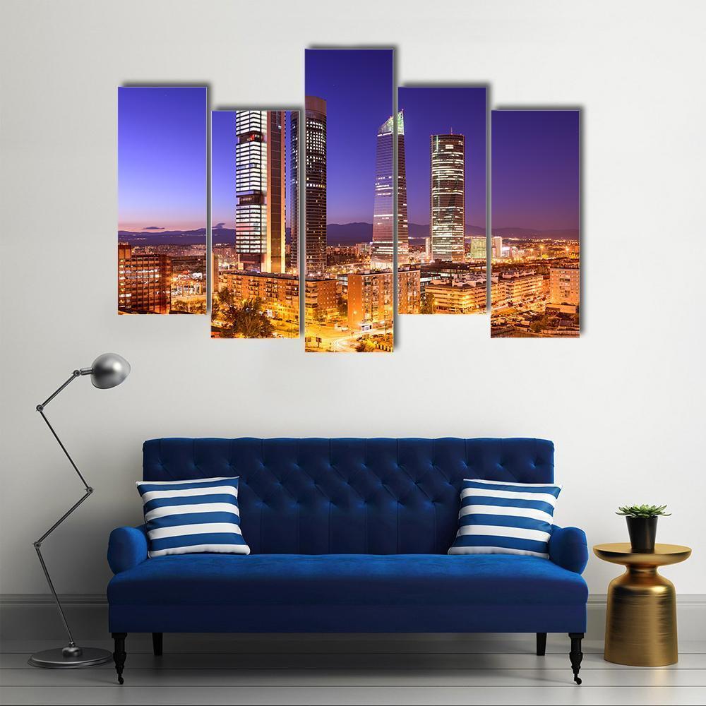 Madrid Financial District Skyline Canvas Wall Art-5 Pop-Gallery Wrap-47" x 32"-Tiaracle