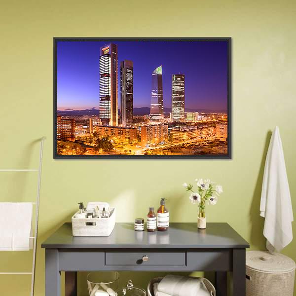 Madrid Financial District Skyline Canvas Wall Art-1 Piece-Floating Frame-24" x 16"-Tiaracle
