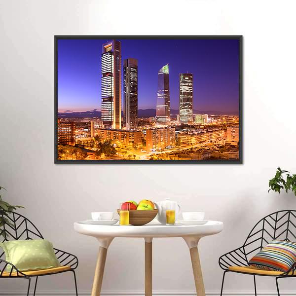 Madrid Financial District Skyline Canvas Wall Art-5 Horizontal-Gallery Wrap-22" x 12"-Tiaracle