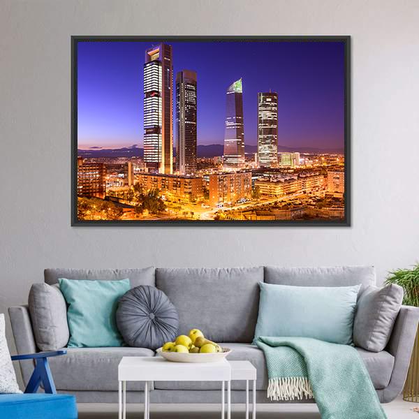 Madrid Financial District Skyline Canvas Wall Art-5 Horizontal-Gallery Wrap-22" x 12"-Tiaracle