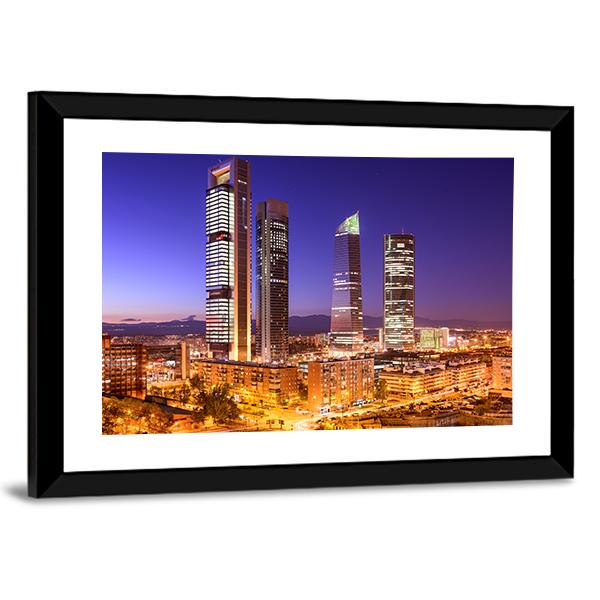 Madrid Financial District Skyline Canvas Wall Art-5 Horizontal-Gallery Wrap-22" x 12"-Tiaracle