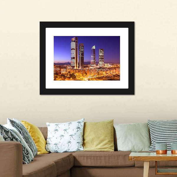 Madrid Financial District Skyline Canvas Wall Art-3 Horizontal-Gallery Wrap-25" x 16"-Tiaracle