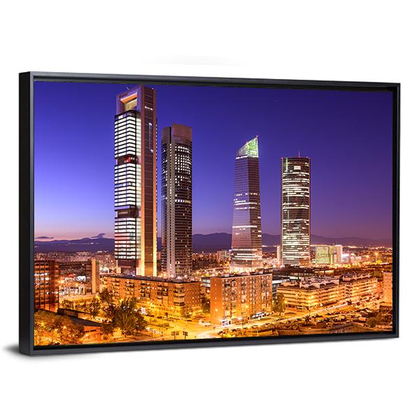 Madrid Financial District Skyline Canvas Wall Art-5 Horizontal-Gallery Wrap-22" x 12"-Tiaracle