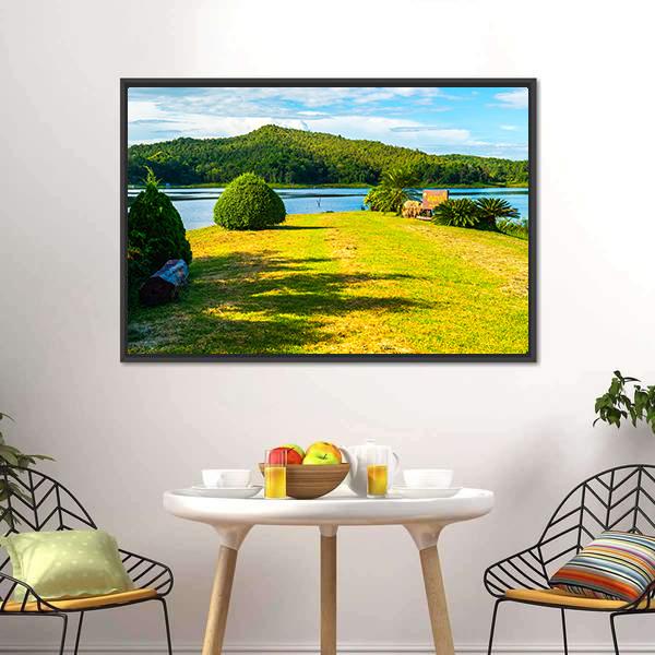 Mae Puem Reservoir Panoramic Canvas Wall Art-1 Piece-36" x 12"-Tiaracle