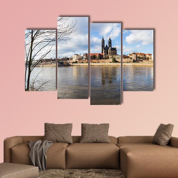 Church In Magdeburg Canvas Wall Art-4 Pop-Gallery Wrap-50" x 32"-Tiaracle