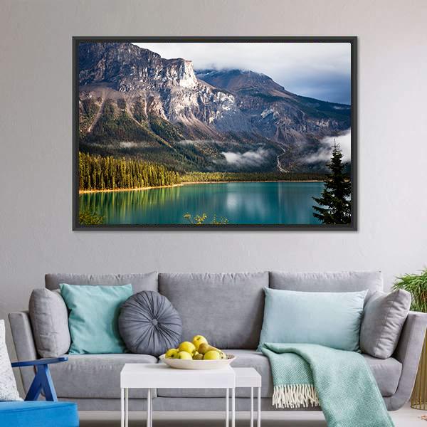 Magic Emerald Lake Canada Panoramic Canvas Wall Art-1 Piece-36" x 12"-Tiaracle