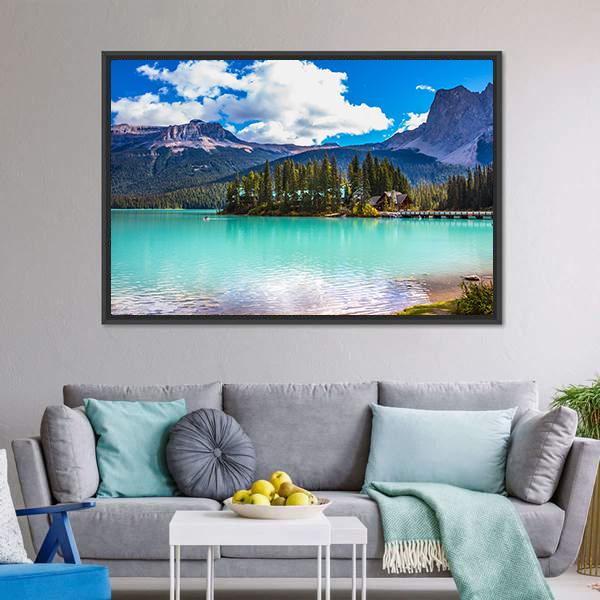 Magic Emerald Lake Panoramic Canvas Wall Art-1 Piece-36" x 12"-Tiaracle