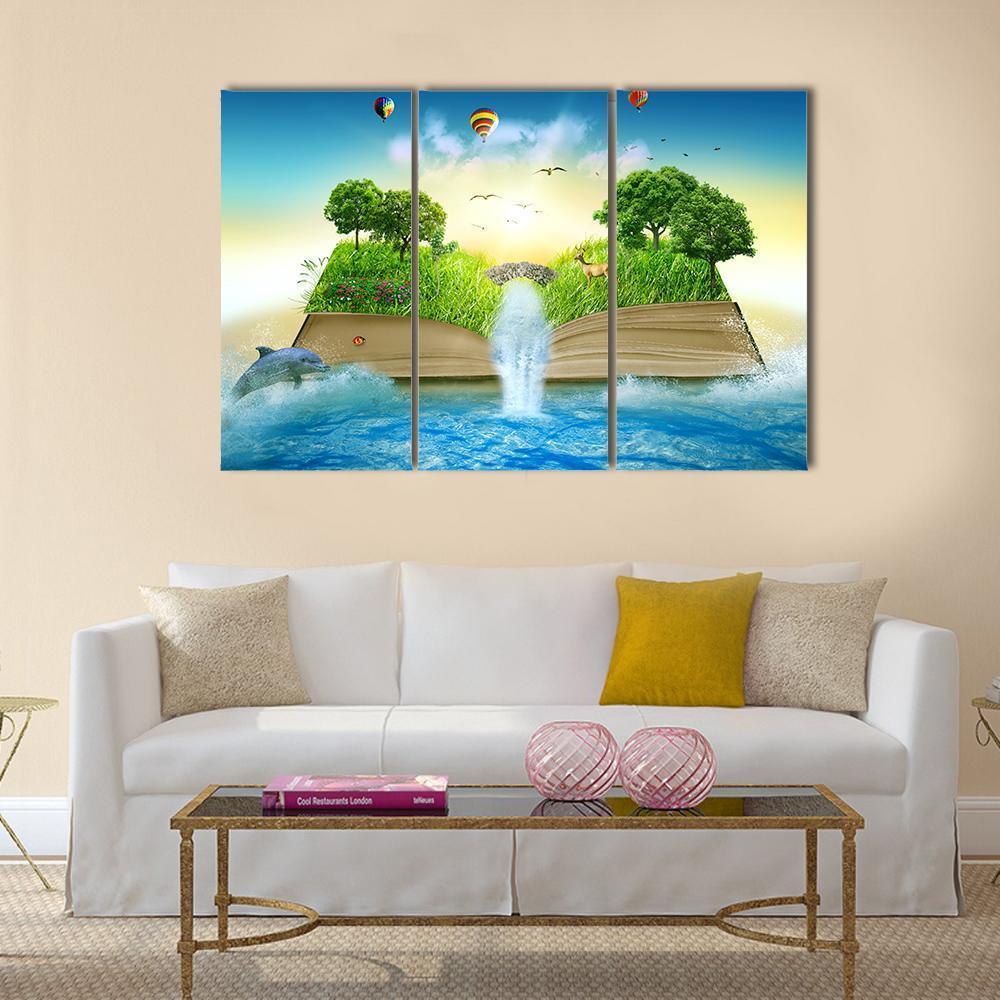 Fantasy World Book Canvas Wall Art-3 Horizontal-Gallery Wrap-37" x 24"-Tiaracle