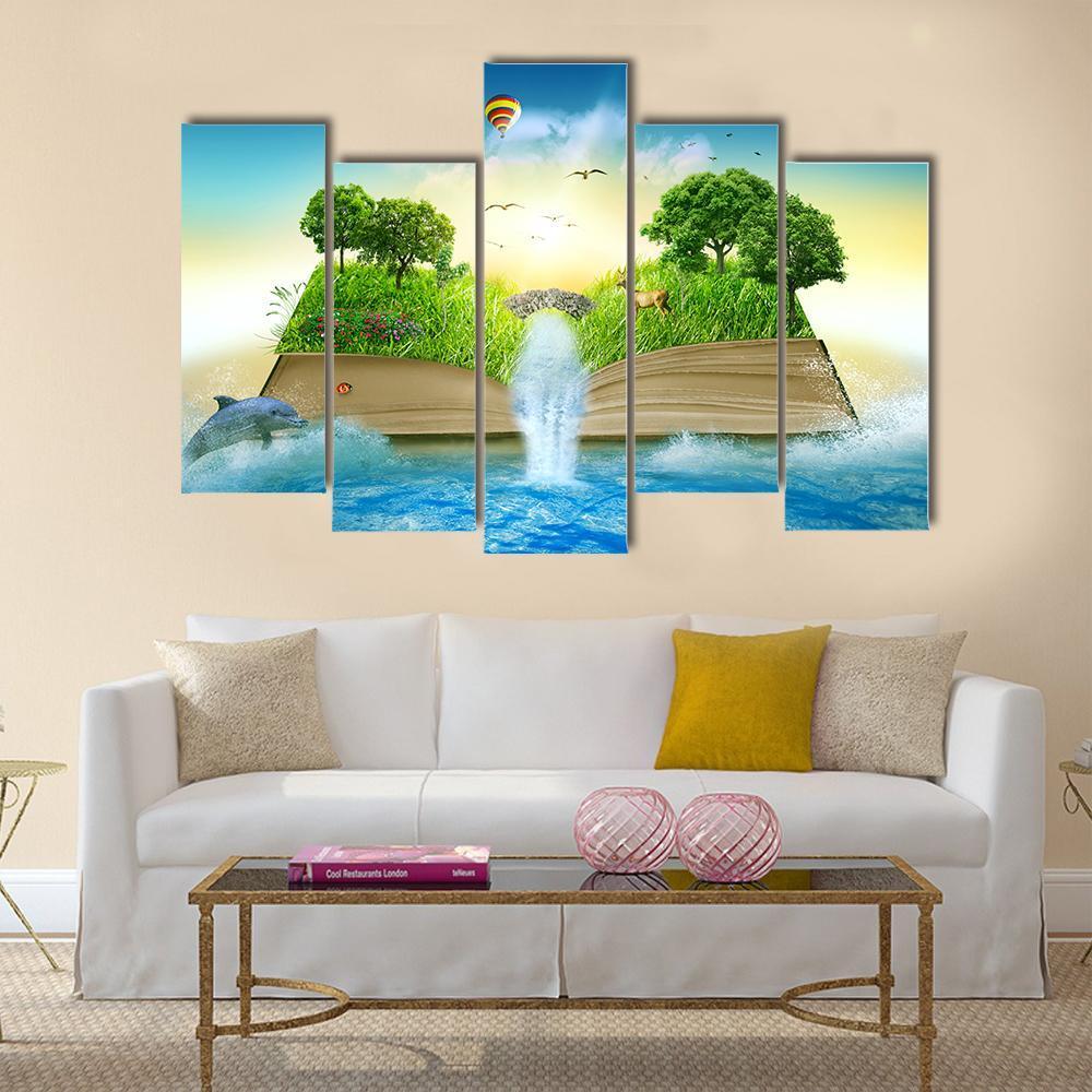 Fantasy World Book Canvas Wall Art-5 Pop-Gallery Wrap-47" x 32"-Tiaracle