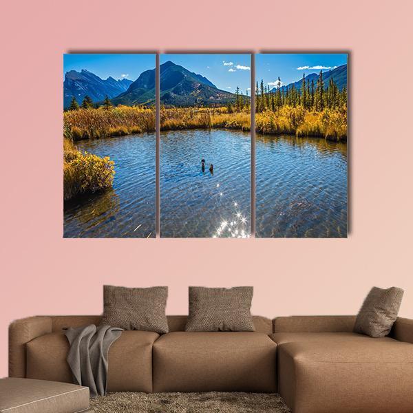 Vermilion Lake Canada Canvas Wall Art-3 Horizontal-Gallery Wrap-37" x 24"-Tiaracle