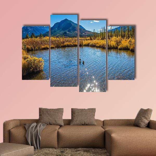 Vermilion Lake Canada Canvas Wall Art-4 Pop-Gallery Wrap-50" x 32"-Tiaracle