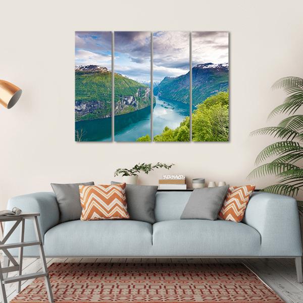 Magical Geiranger Fjorden Canvas Wall Art-4 Horizontal-Gallery Wrap-34" x 24"-Tiaracle
