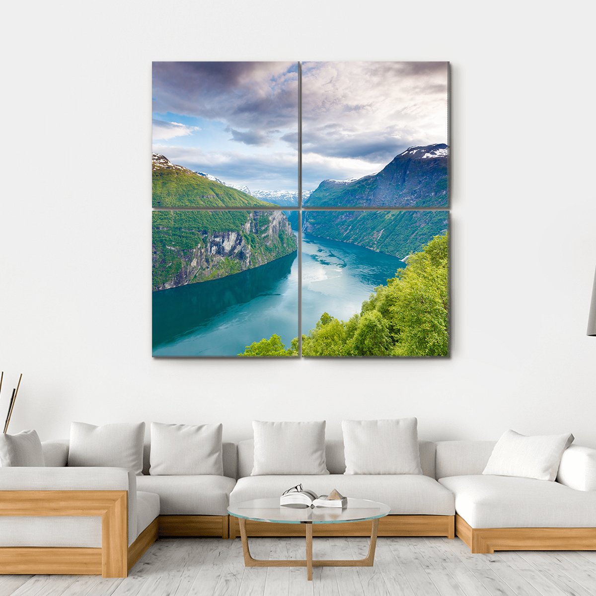 Magical Geiranger Fjorden Canvas Wall Art-4 Square-Gallery Wrap-17" x 17"-Tiaracle