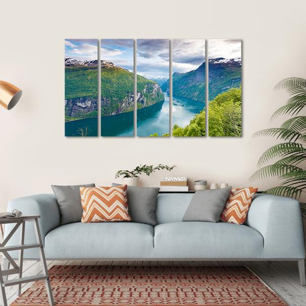 Magical Geiranger Fjorden Canvas Wall Art-5 Horizontal-Gallery Wrap-22" x 12"-Tiaracle