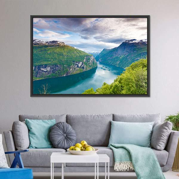 Magical Geiranger Fjorden Canvas Wall Art-5 Horizontal-Gallery Wrap-22" x 12"-Tiaracle