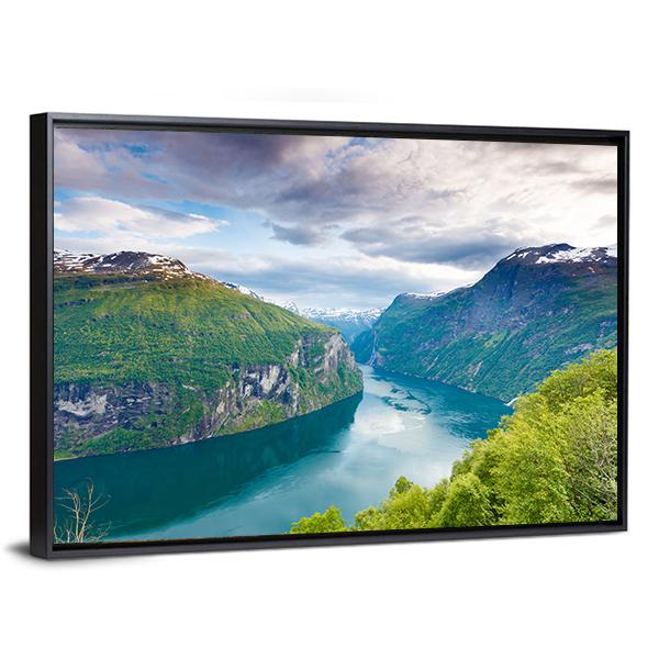 Magical Geiranger Fjorden Canvas Wall Art-5 Horizontal-Gallery Wrap-22" x 12"-Tiaracle