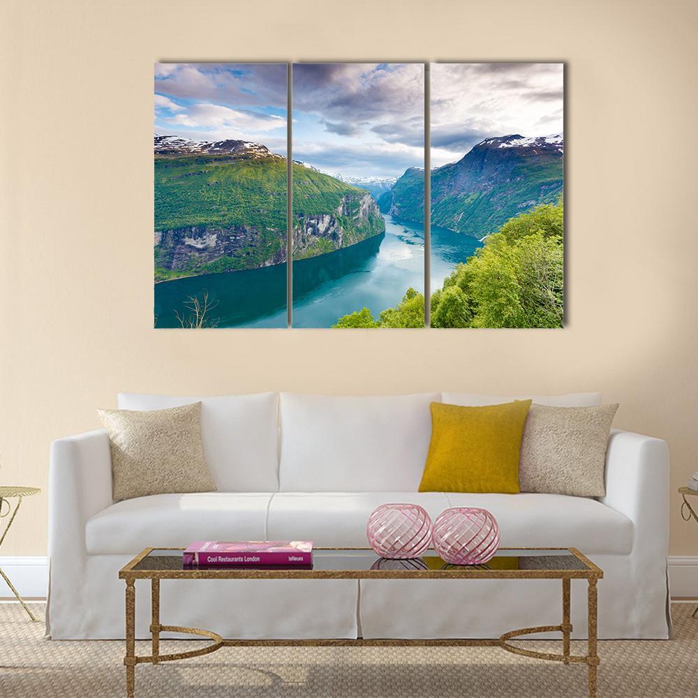 Magical Geiranger Fjorden Canvas Wall Art-3 Horizontal-Gallery Wrap-37" x 24"-Tiaracle