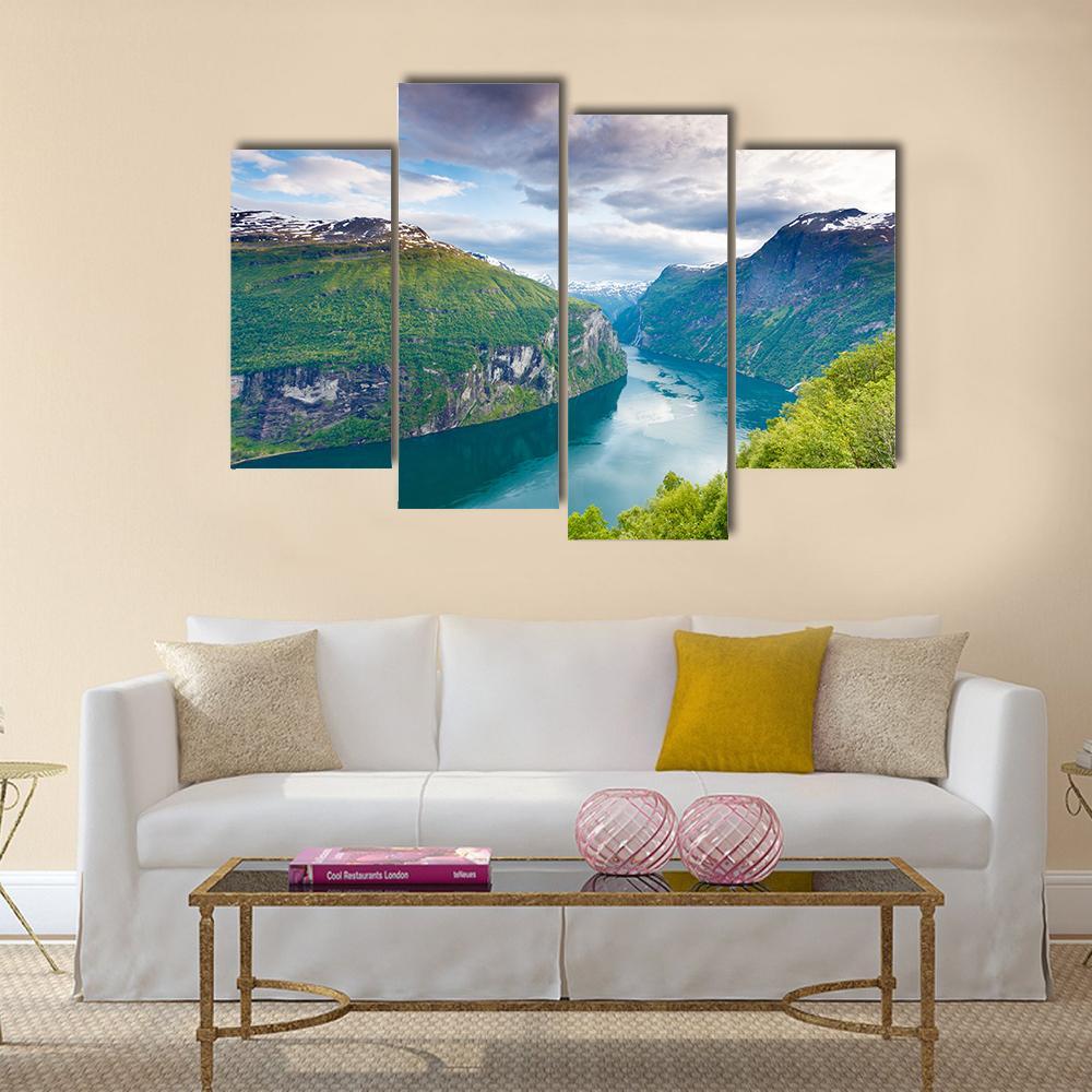 Magical Geiranger Fjorden Canvas Wall Art-4 Pop-Gallery Wrap-50" x 32"-Tiaracle