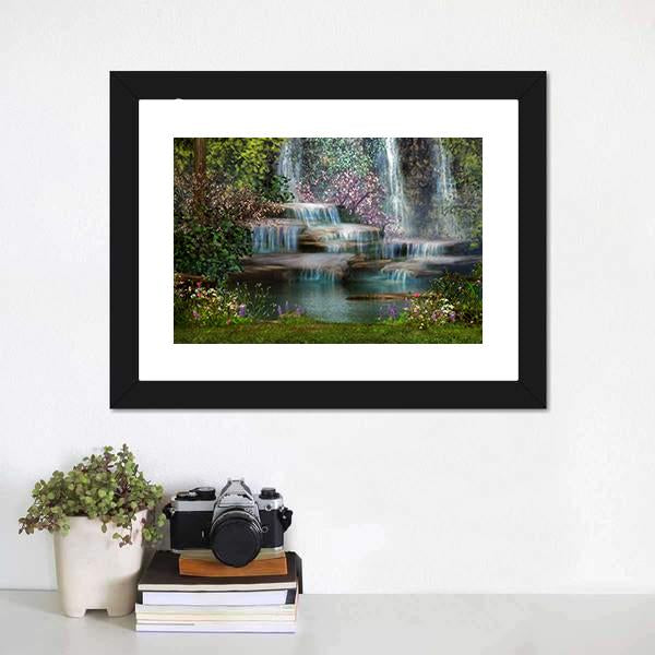 Magical Waterfalls Canvas Wall Art-1 Piece-Framed Print-20" x 16"-Tiaracle