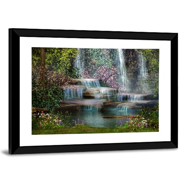 Magical Waterfalls Canvas Wall Art-5 Horizontal-Gallery Wrap-22" x 12"-Tiaracle