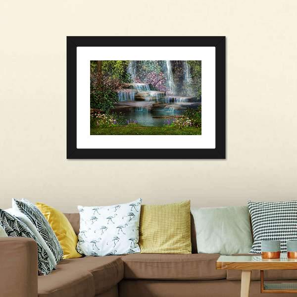 Magical Waterfalls Canvas Wall Art-5 Horizontal-Gallery Wrap-22" x 12"-Tiaracle