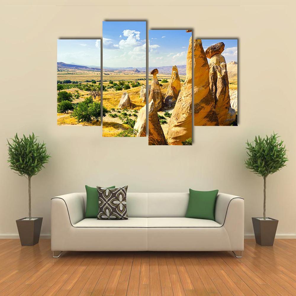 Magnificent Rock Landscape Canvas Wall Art-4 Pop-Gallery Wrap-50" x 32"-Tiaracle