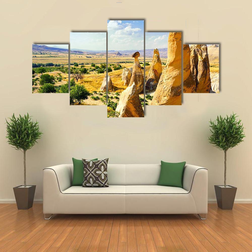 Magnificent Rock Landscape Canvas Wall Art-5 Star-Gallery Wrap-62" x 32"-Tiaracle