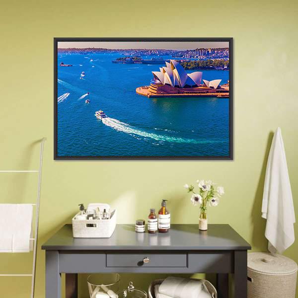 Magnificent Sydney Harbor Canvas Wall Art-1 Piece-Floating Frame-24" x 16"-Tiaracle