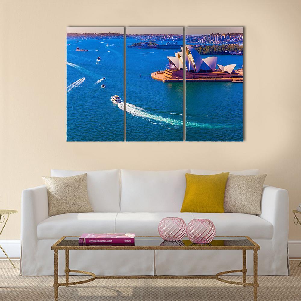 Magnificent Sydney Harbor Canvas Wall Art-3 Horizontal-Gallery Wrap-37" x 24"-Tiaracle