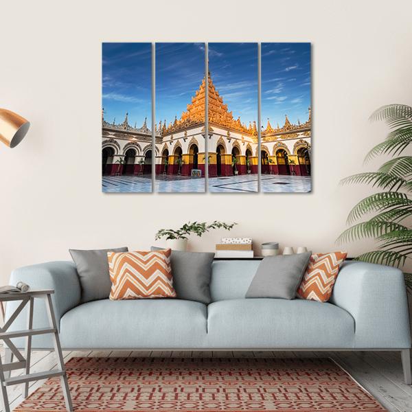 Mahamuni Buddha Temple at Golden Hour Canvas Wall Art