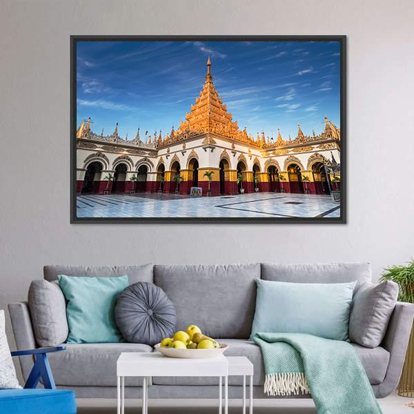 Mahamuni Buddha Temple Canvas Wall Art-5 Horizontal-Gallery Wrap-22" x 12"-Tiaracle