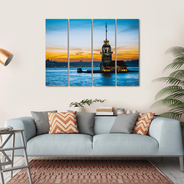Maiden Tower At Sunset Canvas Wall Art-4 Horizontal-Gallery Wrap-34" x 24"-Tiaracle