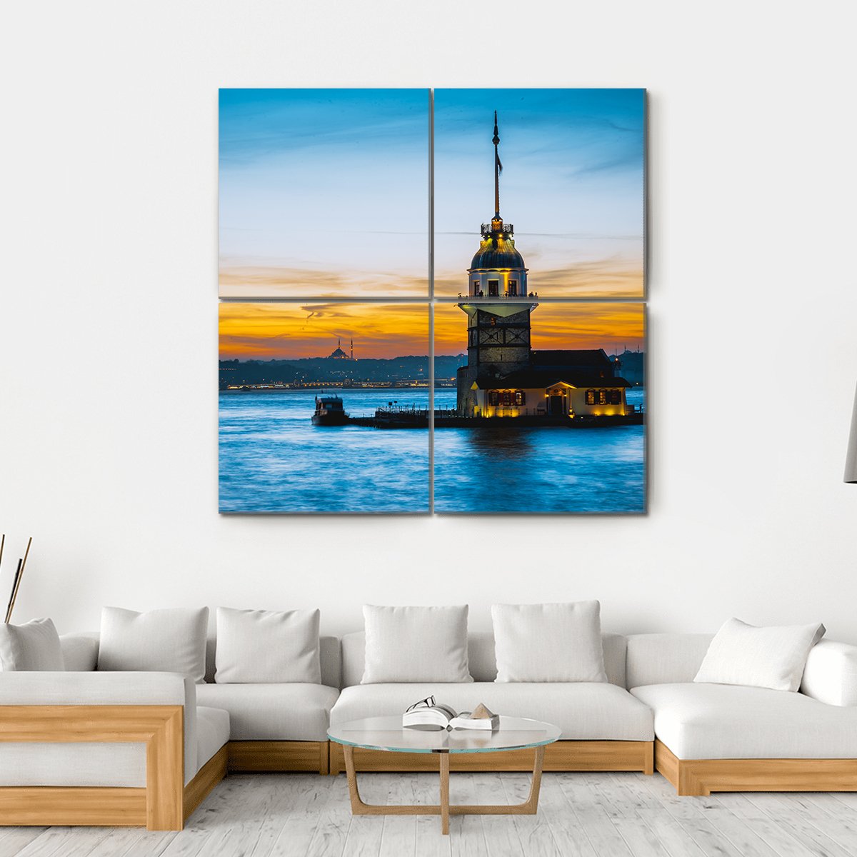 Maiden Tower At Sunset Canvas Wall Art-4 Square-Gallery Wrap-17" x 17"-Tiaracle