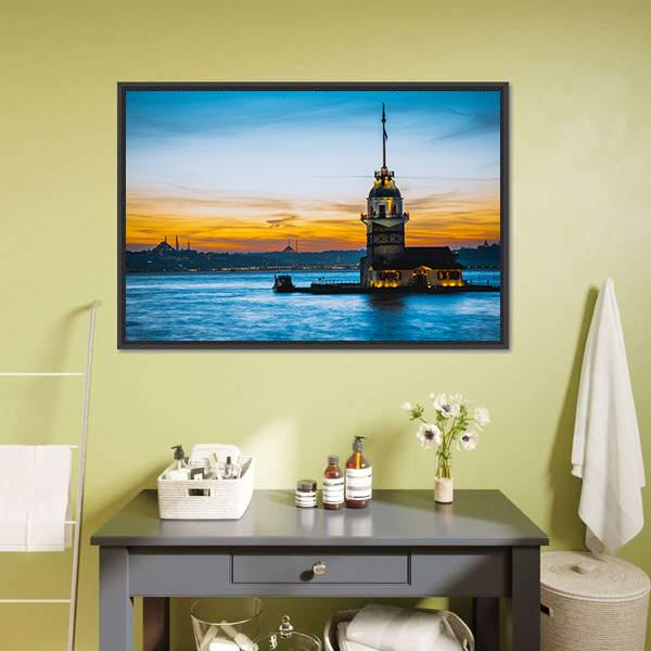 Maiden Tower At Sunset Canvas Wall Art-1 Piece-Floating Frame-24" x 16"-Tiaracle