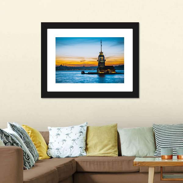 Maiden Tower At Sunset Canvas Wall Art-3 Horizontal-Gallery Wrap-25" x 16"-Tiaracle
