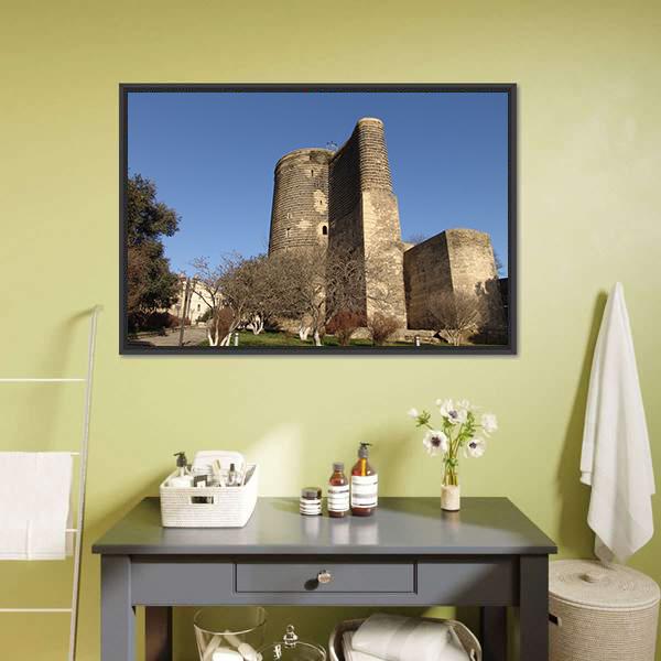 Maiden Tower Azerbaijan Canvas Wall Art-1 Piece-Floating Frame-24" x 16"-Tiaracle