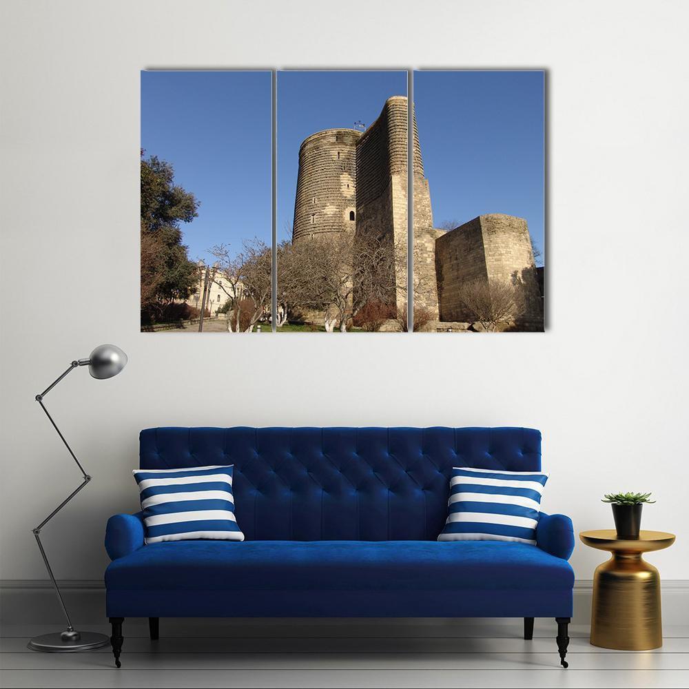 Maiden Tower Azerbaijan Canvas Wall Art-3 Horizontal-Gallery Wrap-37" x 24"-Tiaracle