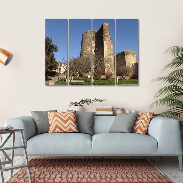 Maiden Tower Azerbaijan Canvas Wall Art-4 Horizontal-Gallery Wrap-34" x 24"-Tiaracle