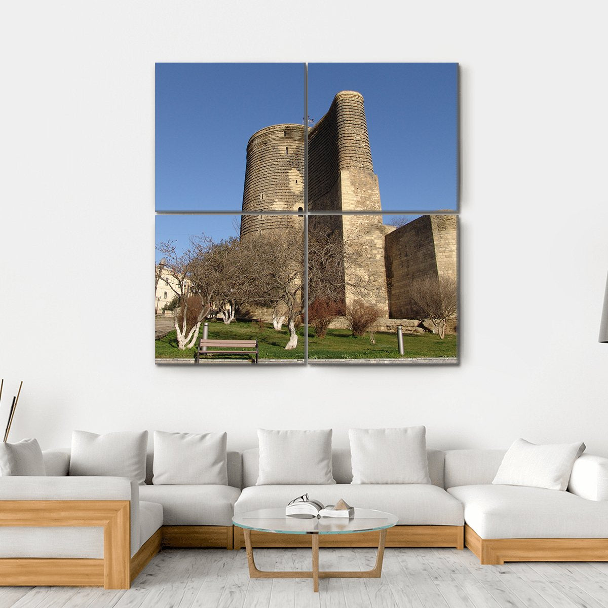 Maiden Tower Azerbaijan Canvas Wall Art-4 Square-Gallery Wrap-17" x 17"-Tiaracle