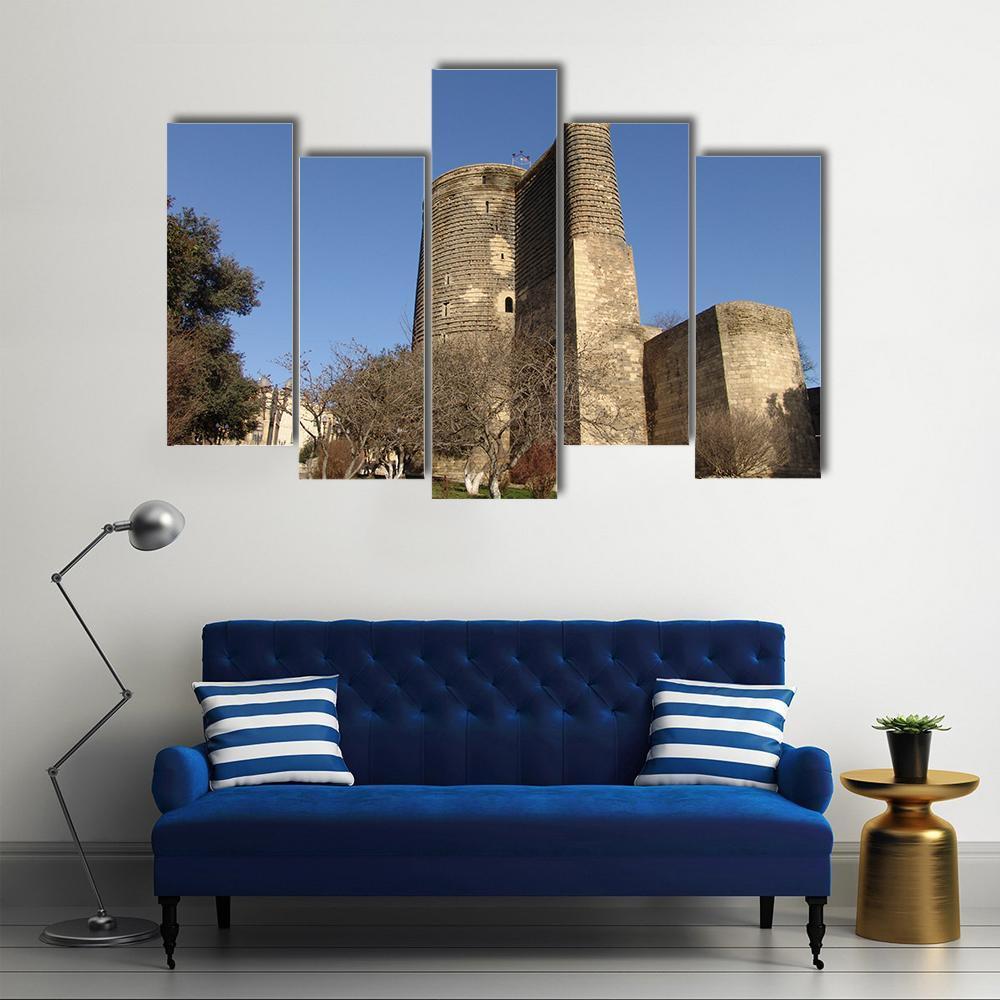 Maiden Tower Azerbaijan Canvas Wall Art-5 Pop-Gallery Wrap-47" x 32"-Tiaracle