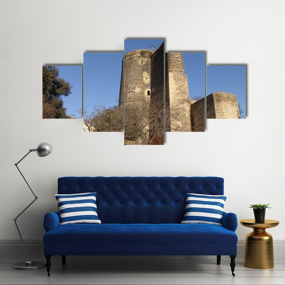 Maiden Tower Azerbaijan Canvas Wall Art-5 Star-Gallery Wrap-62" x 32"-Tiaracle