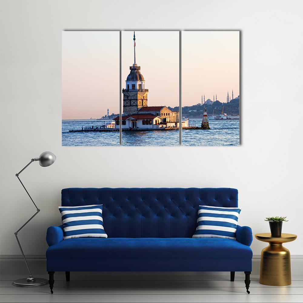 Maiden Tower Istanbul Canvas Wall Art-3 Horizontal-Gallery Wrap-37" x 24"-Tiaracle