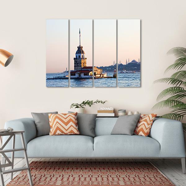 Maiden Tower Istanbul Canvas Wall Art-4 Horizontal-Gallery Wrap-34" x 24"-Tiaracle