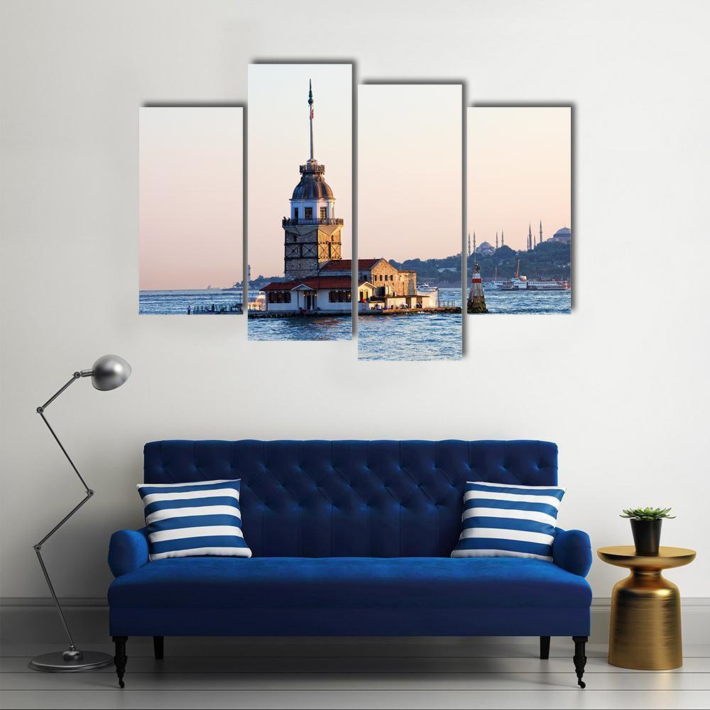 Maiden Tower Istanbul Canvas Wall Art-4 Pop-Gallery Wrap-50" x 32"-Tiaracle